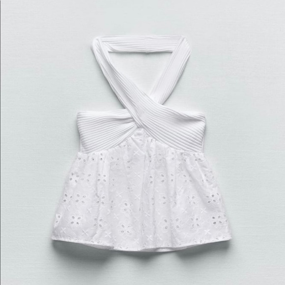 Zara Tops Zara Combination Embroidered Eyelet Top Poshmark